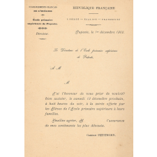 Invitation à la soirée offerte par les élèves de l'école primaire supérieure de Papeete à leurs familles