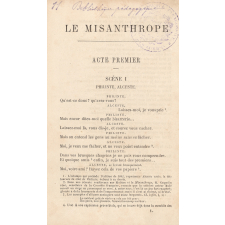 Le Misanthrope. Comédie en cinq actes. 