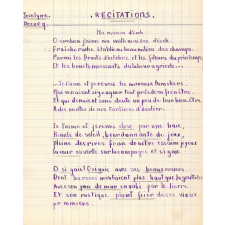 Cahier de récitations et de chants. 