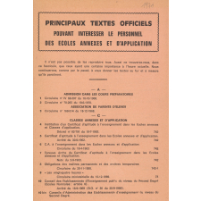 Principaux textes officiels pouvant intéresser le personnel des écoles annexes et d'application.