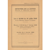 Loi n°79-956 du 16 juillet 1949 sur les Publications destinées à la Jeunesse.