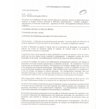 Loi d'orientation sur l'éducation. Loi n°89-486 du 10 juillet 1989.