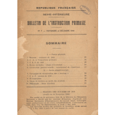 Bulletin de l'Instruction Primaire. Seine-Inférieure. N°7. Octobre 1944.