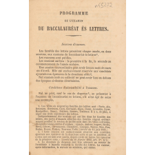 Nouveau programme de l'examen du baccalauréat ès lettres scindés en deux parties conformément au décret du 19 juin 1880 et aux arrêtés des 19 jui, 2 Août et 27 septembre 1880.