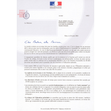 Lettre de Gilles de Robien aux enseignants. 