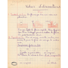 Cahier de sciences. Cahier d'observations. 
