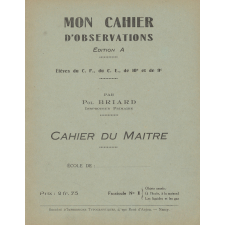 Mon cahier d'observations, cahier du maître