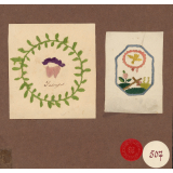 Travaux de broderies sur papier. 