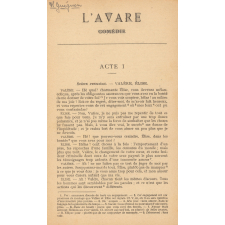 L'Avare. Comédie.