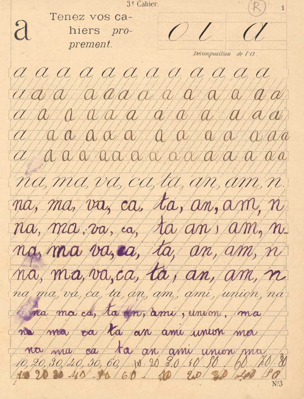 Cahiers avec modèles et gravures, 3 Modèles à la page (Méthode Marchand)