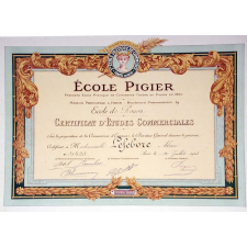 Ecole Pigier - Certificat d'études commerciales.