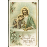 Image religieuse. Heureux disciple, comme vous, nous voulons reposer près du divin Maître.