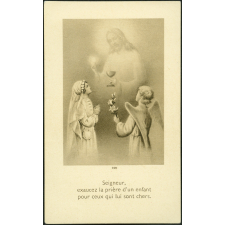 Image de communion. Seigneur, exaucez la prière d'un enfant pour ceux qui lui sont chers.