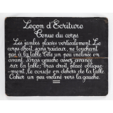 Tableau noir. Leçon d'écriture : tenue du corps