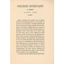 Collèges bayeusains à Paris avant 1789.