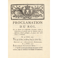 Proclamation du roi, sur un décret de l'assemblée nationale relatif à l'instruction et portant que les rentrées dans les différentes écoles publiques se feront cette année comme à l'ordinaire.