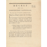 Décret de la convention nationale relatifs aux bourses vacantes dans les collèges.