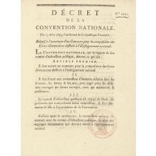 Décret de la convention nationale relatifs à l'ouverture d'un concours pour la composition des livres élémentaires destinés à l'enseignement national.