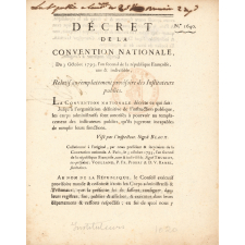 Décret de la convention nationale relatifs au remplacement provisoire des instituteurs publics.