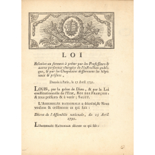 Loi relative au serment à prêter par les professeurs et autres personnes chargées de l'instruction publique et par les chapelains desservants les hôpitaux et prisons.