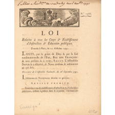 Loi relative à tous les corps et établissemens d'instruction et éducation publiques.