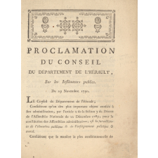 Proclamation du conseil du département de l'Hérault sur les instituteurs publics