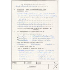 Cours et devoirs de technologie.