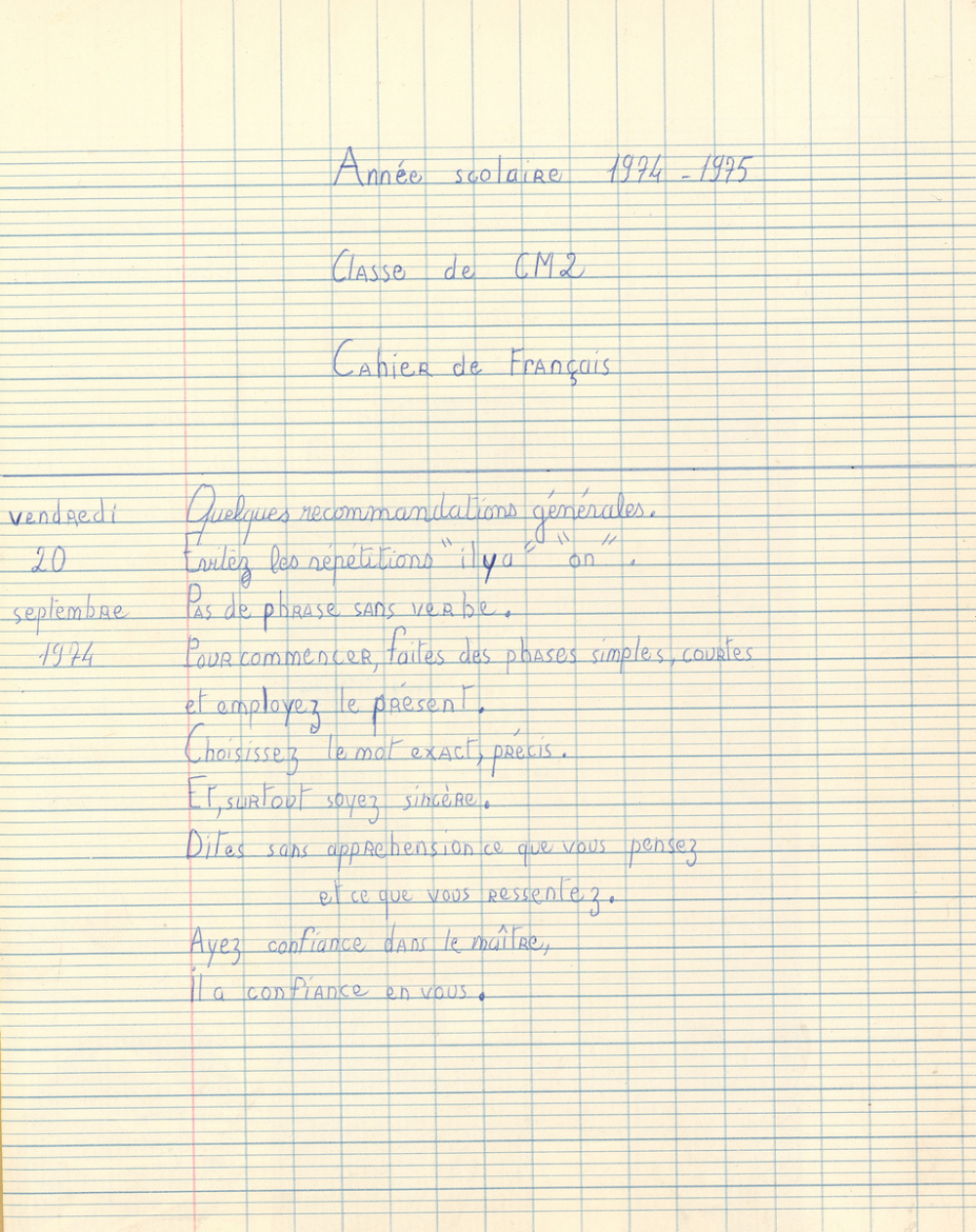 Cahier de Français