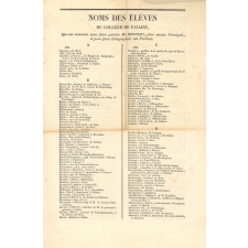 Liste des Noms des Élèves du Collège de Falaise qui ont concouru pour faire peindre M. HERVIEU, leur ancien Principal, et pour faire lithographier son Portrait.