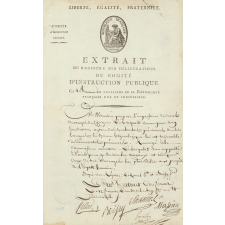 Extrait du registre des délibérations du Comité d'Instruction Publique.