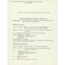 Programme du Colloque d'Histoire Scolaire et Universitaire (3-4 mai 1968).