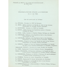 Liste des participants au Colloque d'Histoire Scolaire et Universitaire (3-4 mai 1968).