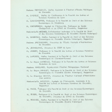 Liste des participants au Colloque d'Histoire Scolaire et Universitaire (3-4 mai 1968).