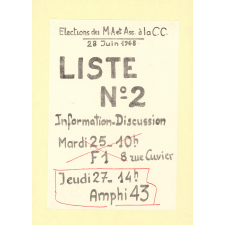 Elections des M.A et Ass. à la C.C - 28 Juin 1968.