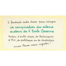 Il faudrait autre chose pour rompre La conspiration du silence autour de l'Ecole Caserne.
