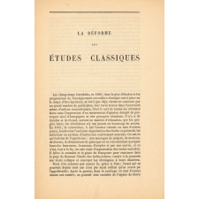 La Réforme des études classiques.