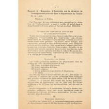 Rapport de M. l'Inspecteur d'Académie sur la SItuation de l'Enseignement Primaire dans le Département de l'Aisne. 1911-1912.
