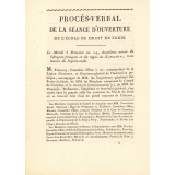 Procès-verbal et discours de la séance d'ouverture de l'École de Droit de Paris. 