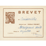 Brevet de cuisinière.