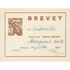 Brevet de cuisinière.