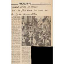 Commémoration du centenaire du lycée Jeanne d'Arc de Rouen. 
