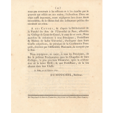 Mandement de M. le Recteur de l'Université, portant injonction à tous Principaux, Professeurs & Maîtres de ladite Université, d'enseignerles principes de la Constitution Françoise, décrétée par l'Assemblée Nationale, & acceptée par le Roi.