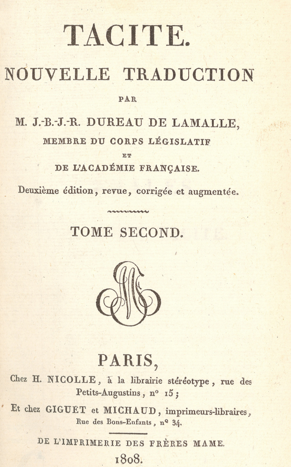 Tacite : Nouvelle traduction : Tome second