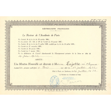 Diplôme de Mention Honorable de l'Enseignement du Premier Degré.