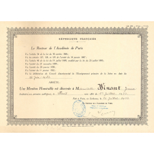 Diplôme d'honneur (Ministère de l'Instruction Publique et des Beaux-Arts).