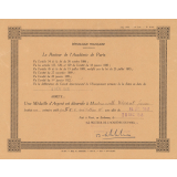 Diplôme de médaille d'argent de l'Enseignement du Premier Degré. 