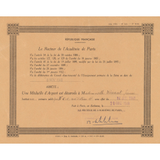 Diplôme de médaille d'argent de l'Enseignement du Premier Degré.