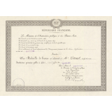 Diplôme de médaille de bronze de l'Enseignement du Premier Degré. 