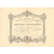 Diplôme de Mention Honorable de la Société pour l'Instruction Élémentaire.