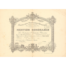 Diplôme de Mention Honorable de la Société pour l'Instruction Élémentaire.